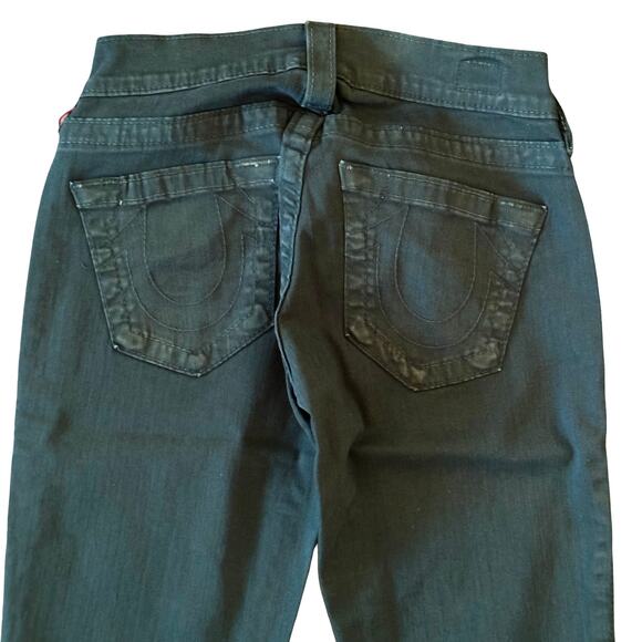 True Religion World Tour Casey Supper Skinny Dark Green Jeans Size 23 NWT $198 - Picture 6 of 10